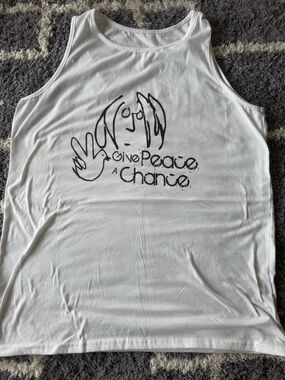 Give Peace a Chance White Graphic Tank Top